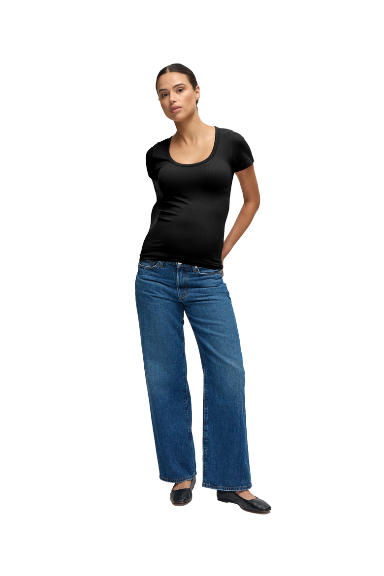 Seamless Maternity Rib Short Sleeve Crew Tee 2 Pack Bundle, Alternate, color, Black/Black