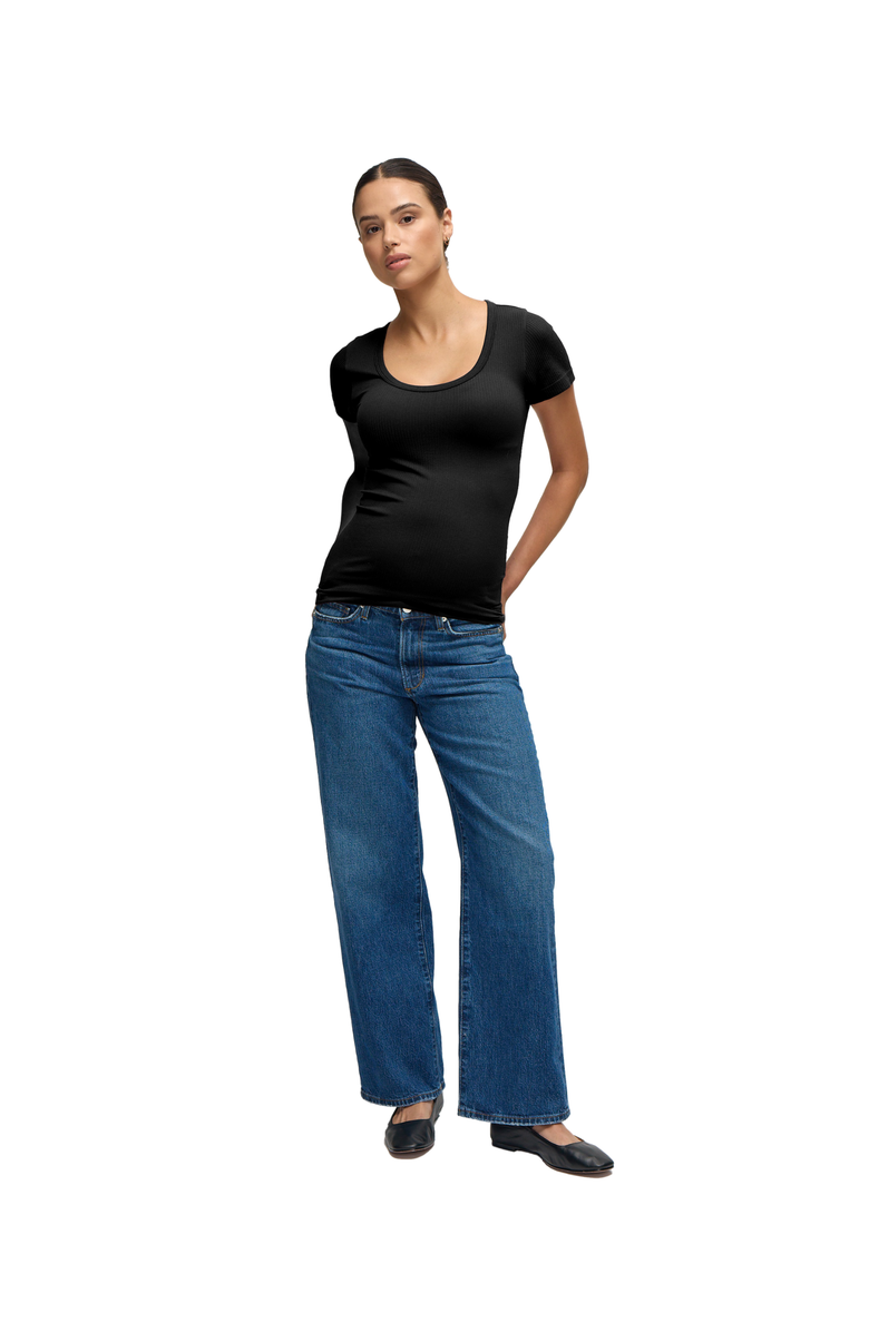 Ingrid & Isabel Seamless Maternity Rib Short Sleeve Crew Tee 2 Pack Bundle, Alternate, color, Black/Black