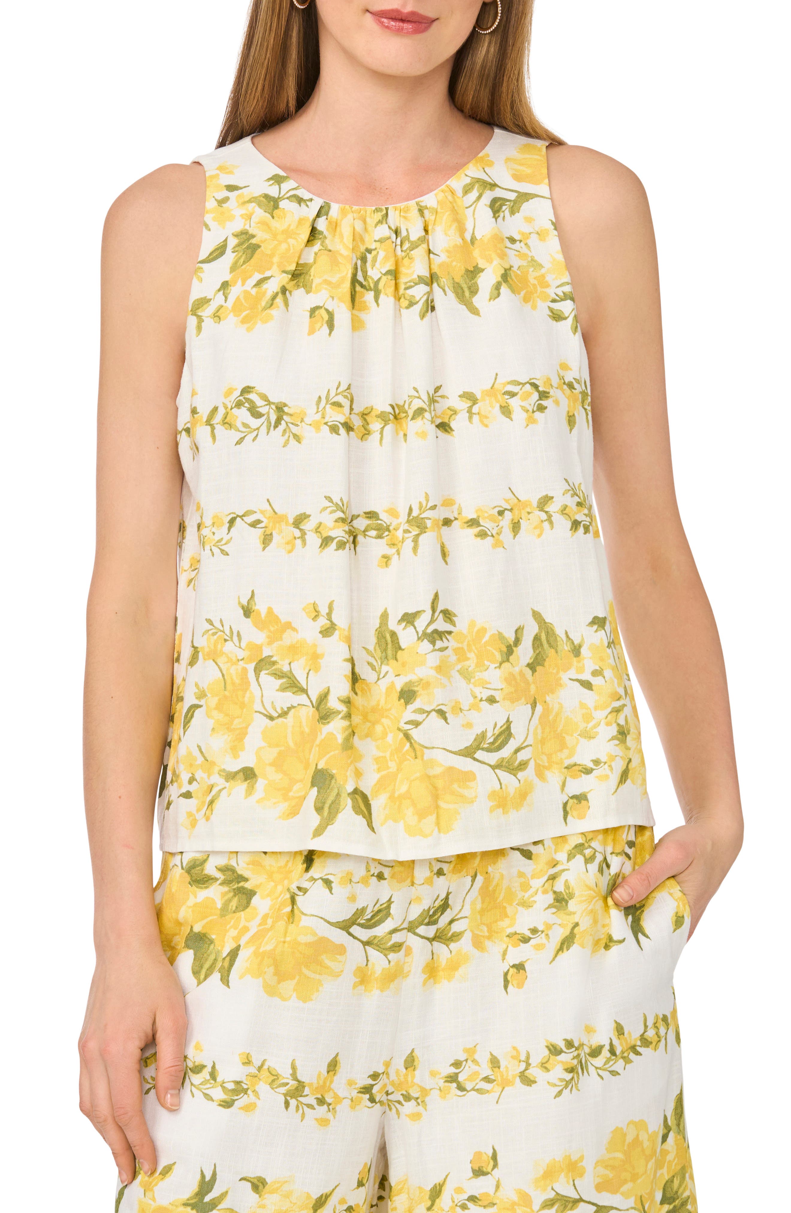 Sleeveless Floral Print Top