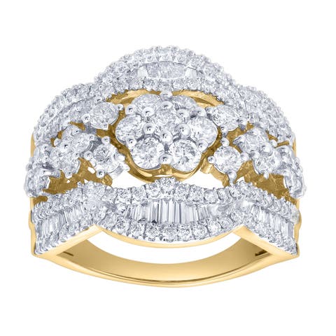 Mariselle 2.00 Cts Natural Diamond Cluster 14K Gold Ring
