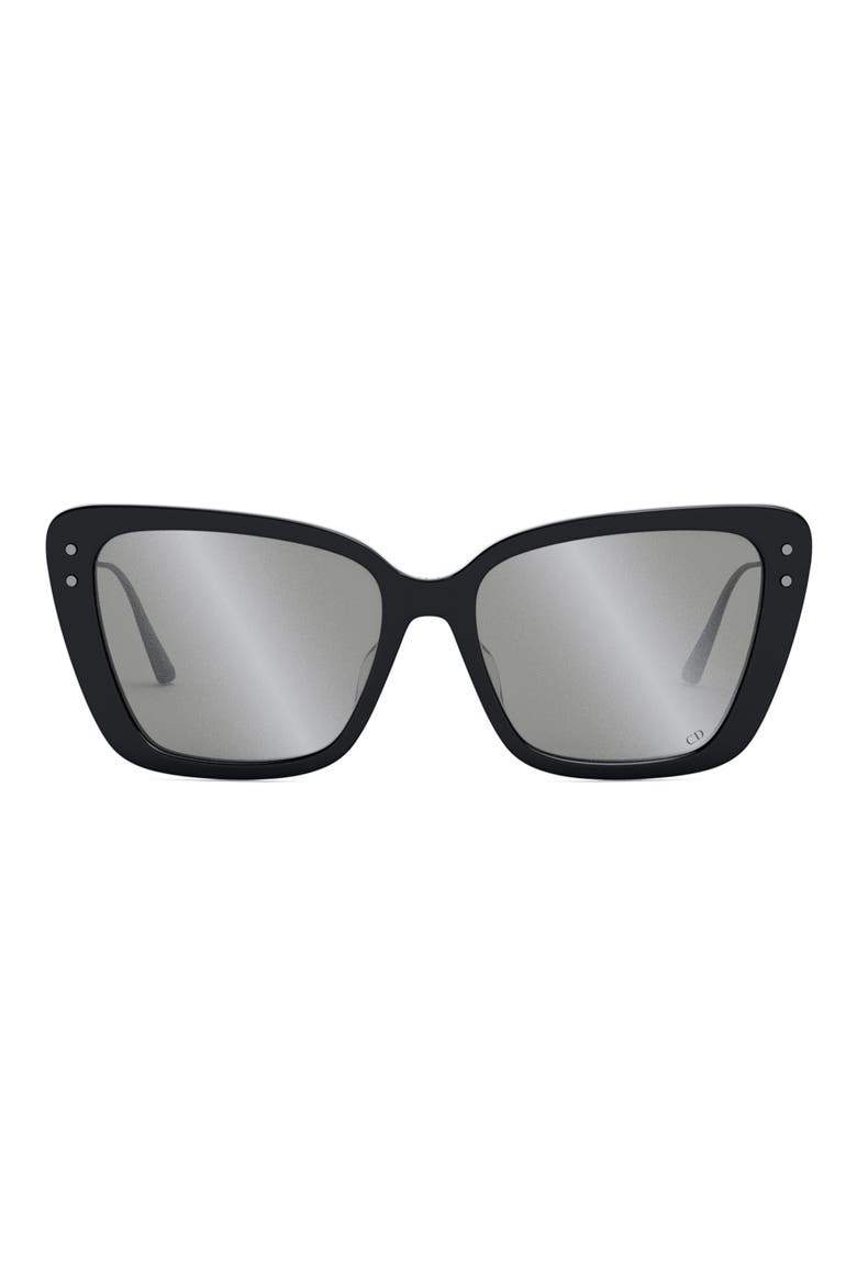 MissDior B5I 54mm Butterfly Sunglasses, Main, color, SHINY BLACK / SMOKE MIRROR