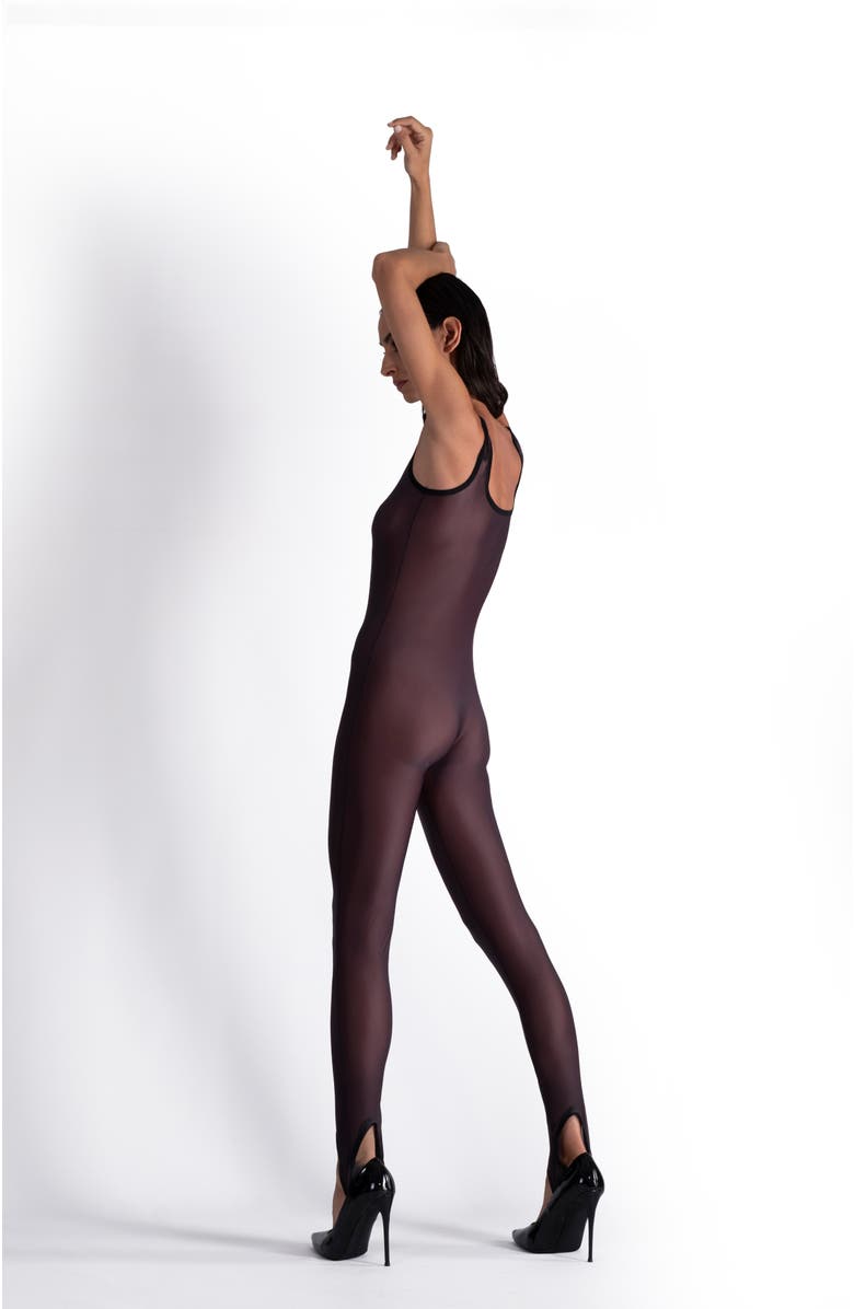 LECHERY<sup>®</sup> Lustrous Sheer Stirrup Bodystocking Tank Jumpsuit, Alternate, color, Black