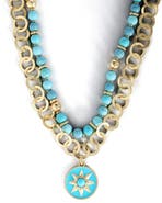 Jessica Simpson Women's Layered Necklace with Turquoise Beads