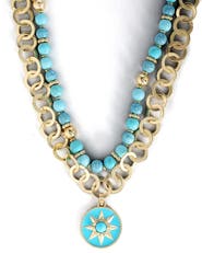 Jessica Simpson Women's Layered Necklace with Turquoise Beads