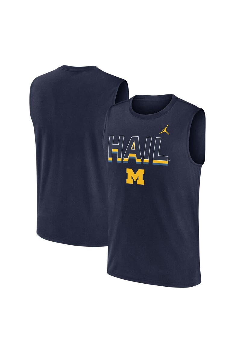 Men's Jordan Brand Navy Michigan Wolverines Primetime Tricode Legend Performance Tank Top, Main, color, Navy