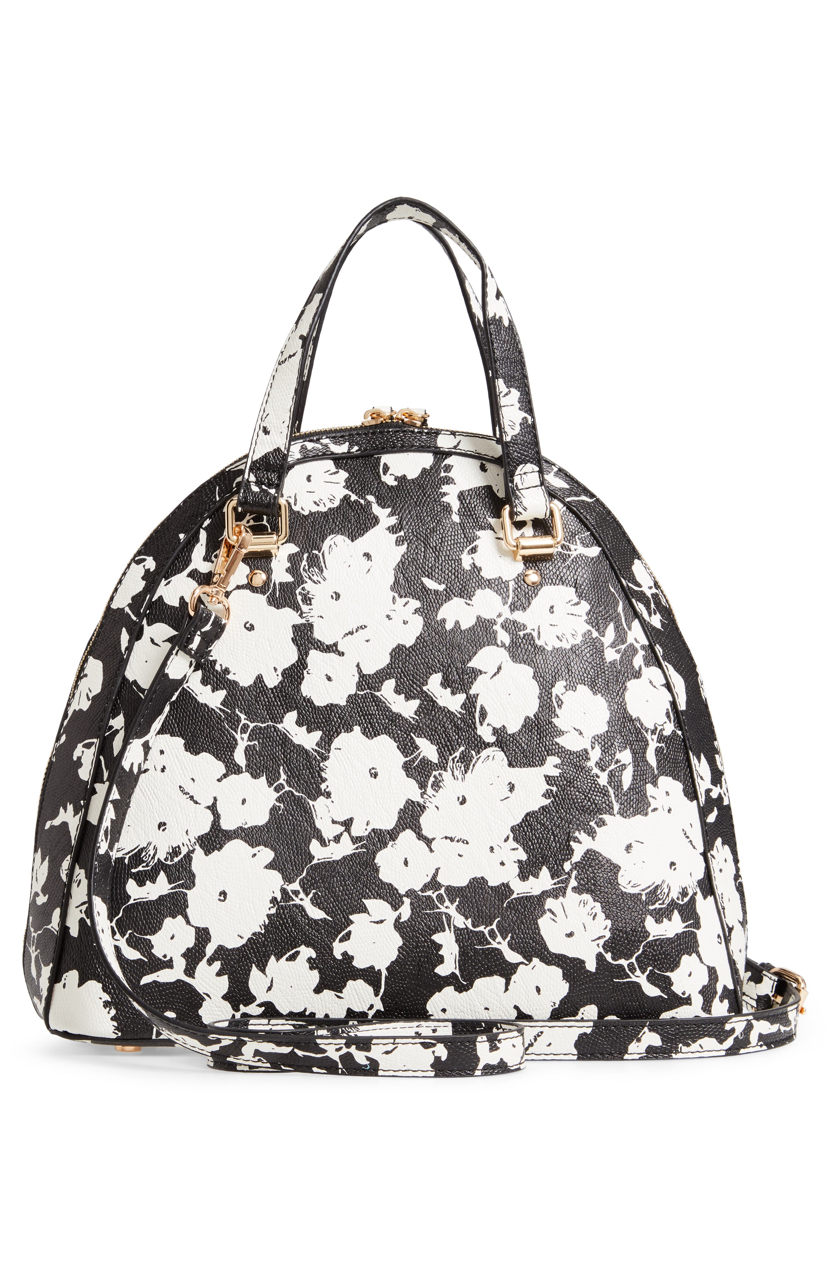 Dwani Faux Leather Satchel, Alternate, color, BLACK FLORAL