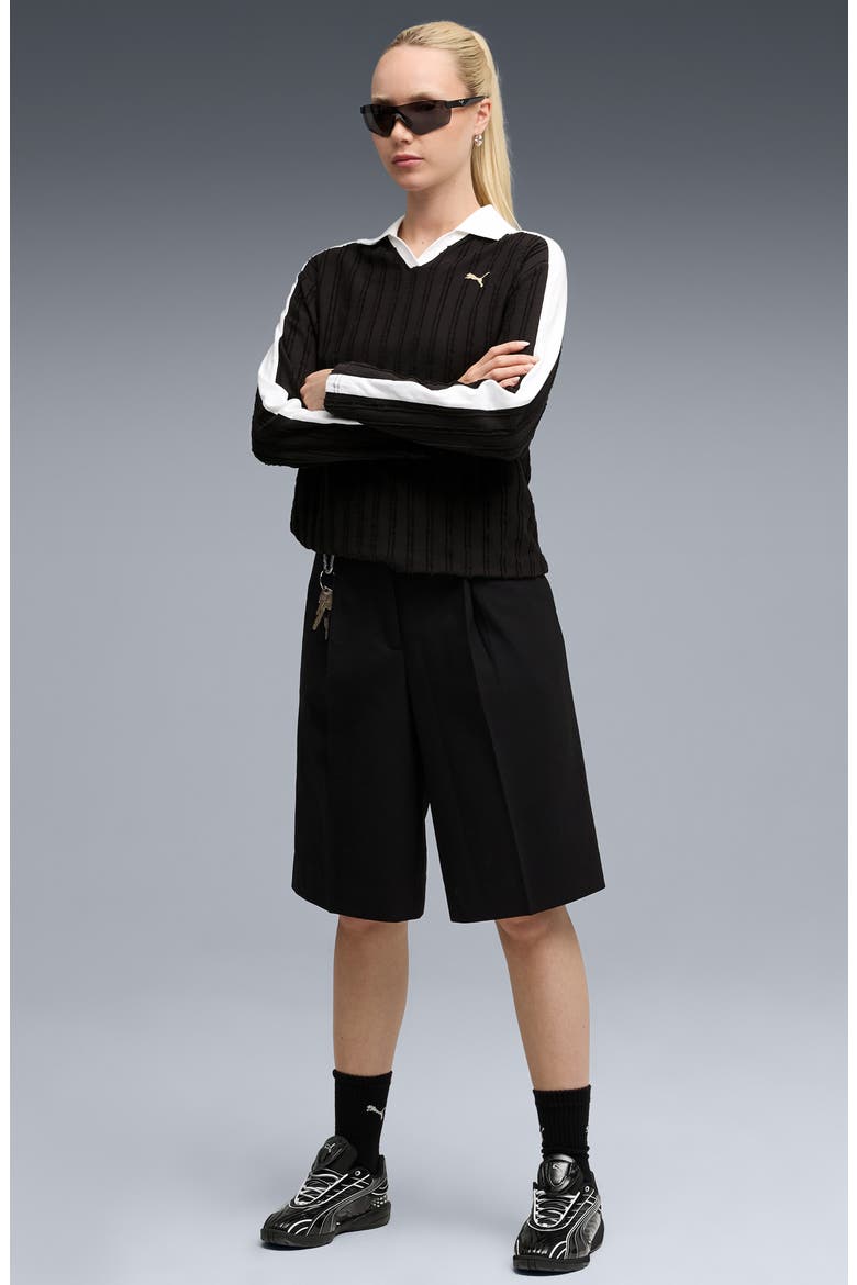 T7 Relaxed Long Sleeve Polo, Alternate, color, PUMA BLACK