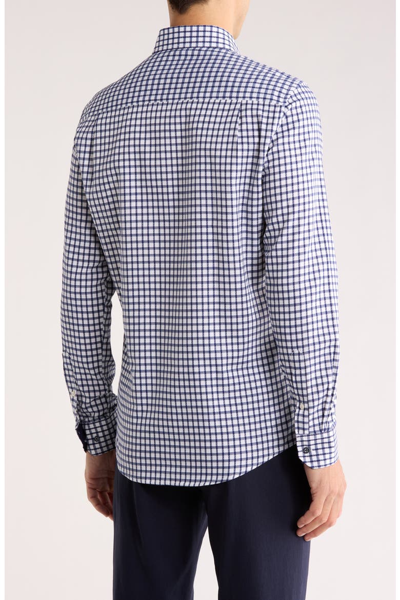 Tailored Fit Check Stretch Cotton Dress Shirt, Main, color, DARK BLUE