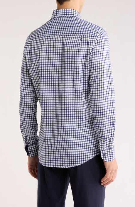 Duchamp Tailored Fit Check Stretch Cotton Dress Shirt