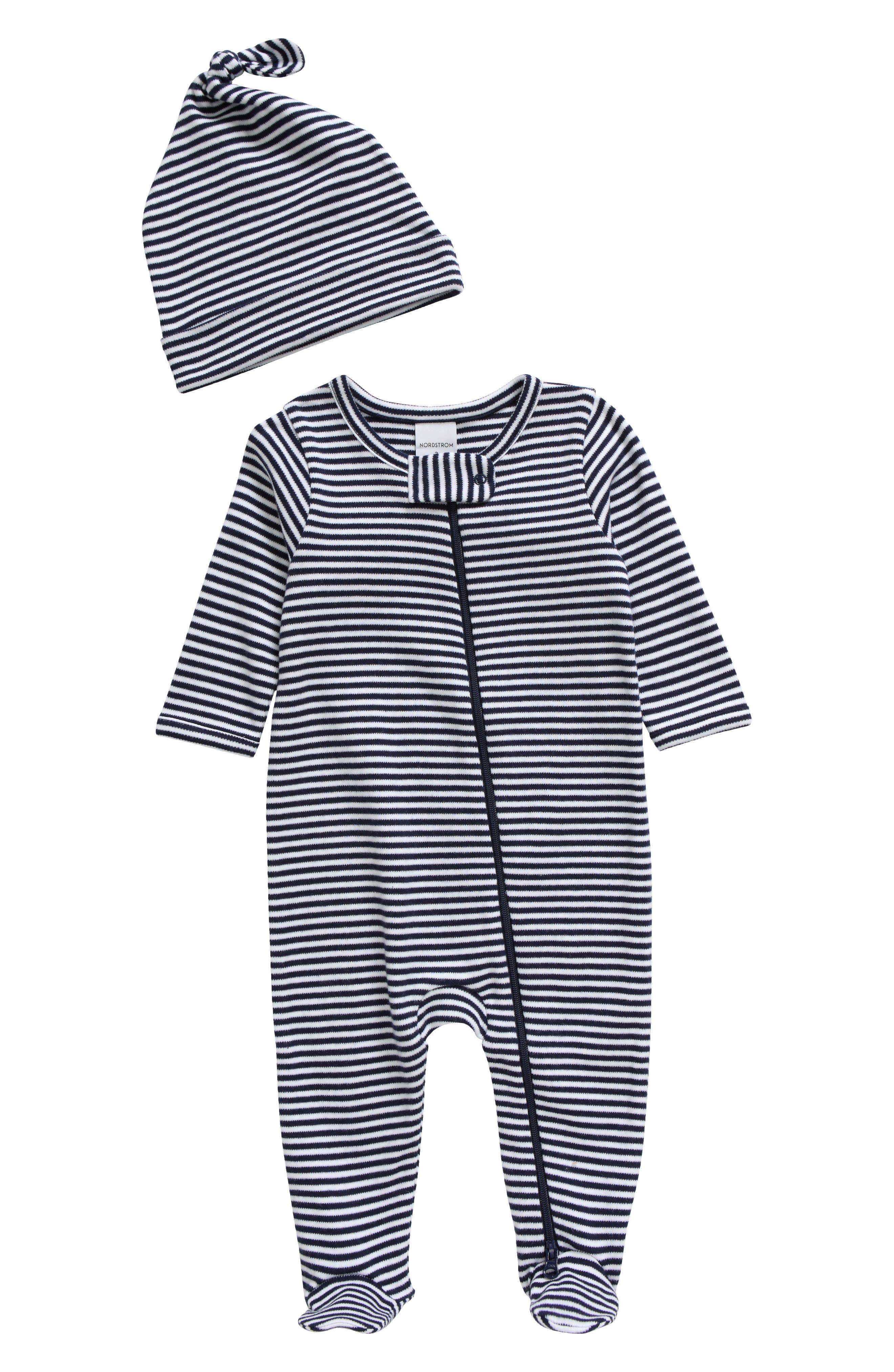 Nordstrom Print Zip Footie & Beanie Set