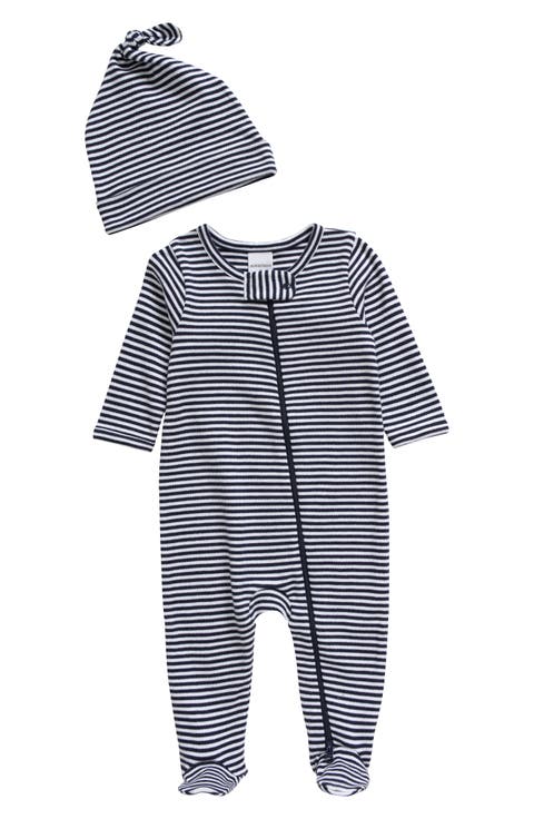 Print Zip Footie & Beanie Set (Baby)