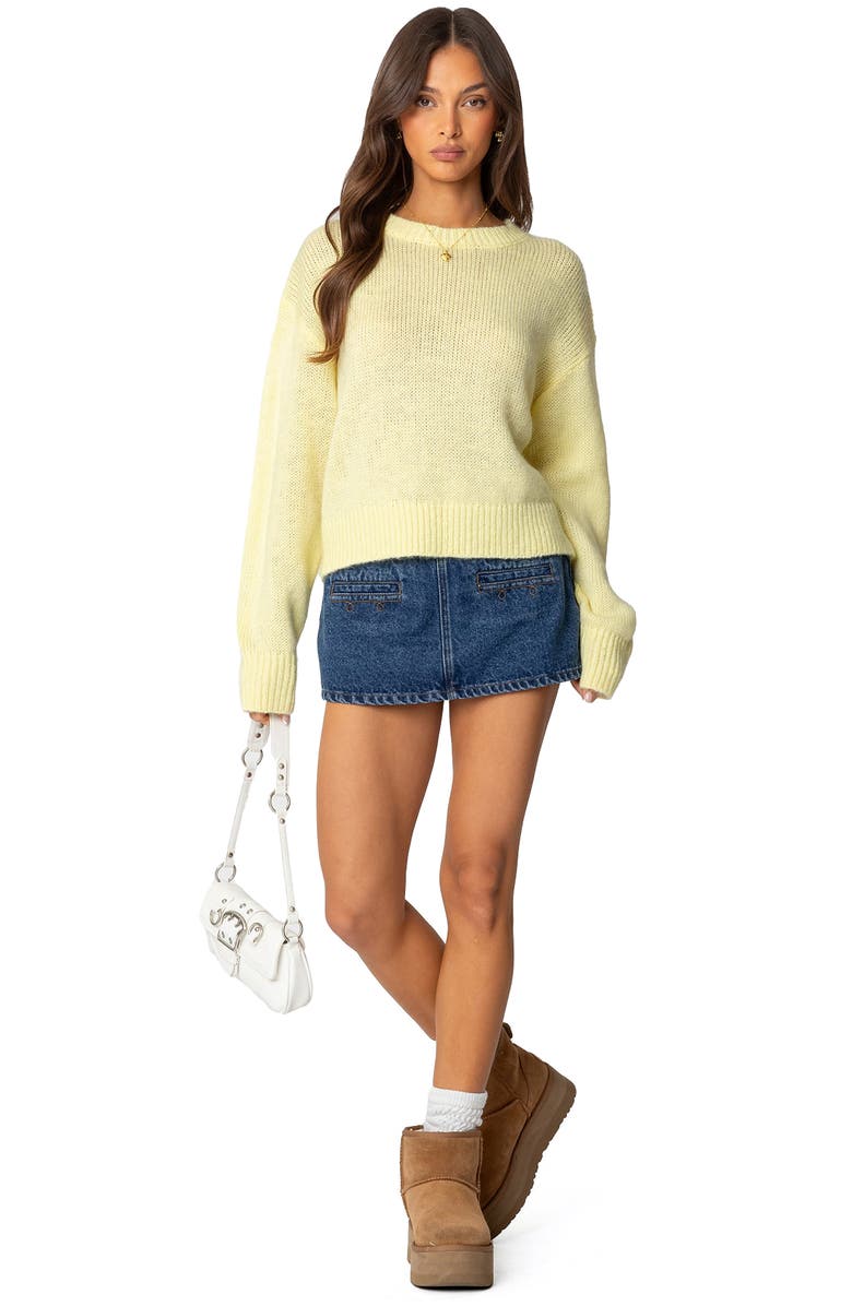 EDIKTED Anita Denim Mini Skort, Alternate, color, Blue