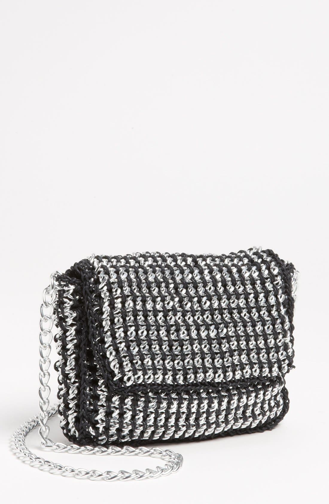 Chain Crossbody Bag, Main, color, BLACK/ SILVER