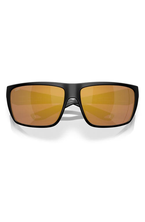Costa Del Mar 59mm Polarized Square Sunglasses In Matte Black/gold Mirror 580g