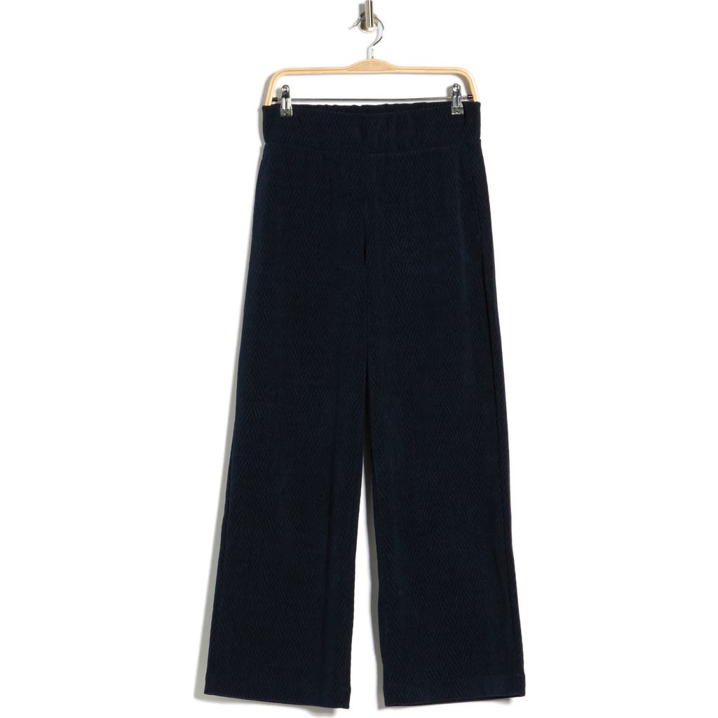 90 Degree By Reflex Herringbone Wide Leg Pull-on Pants In Black