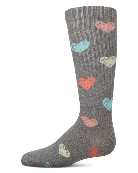 Ribbed Multi Graffiti Hearts Knee Sock (Toddler, Little Kid & Big Kid)