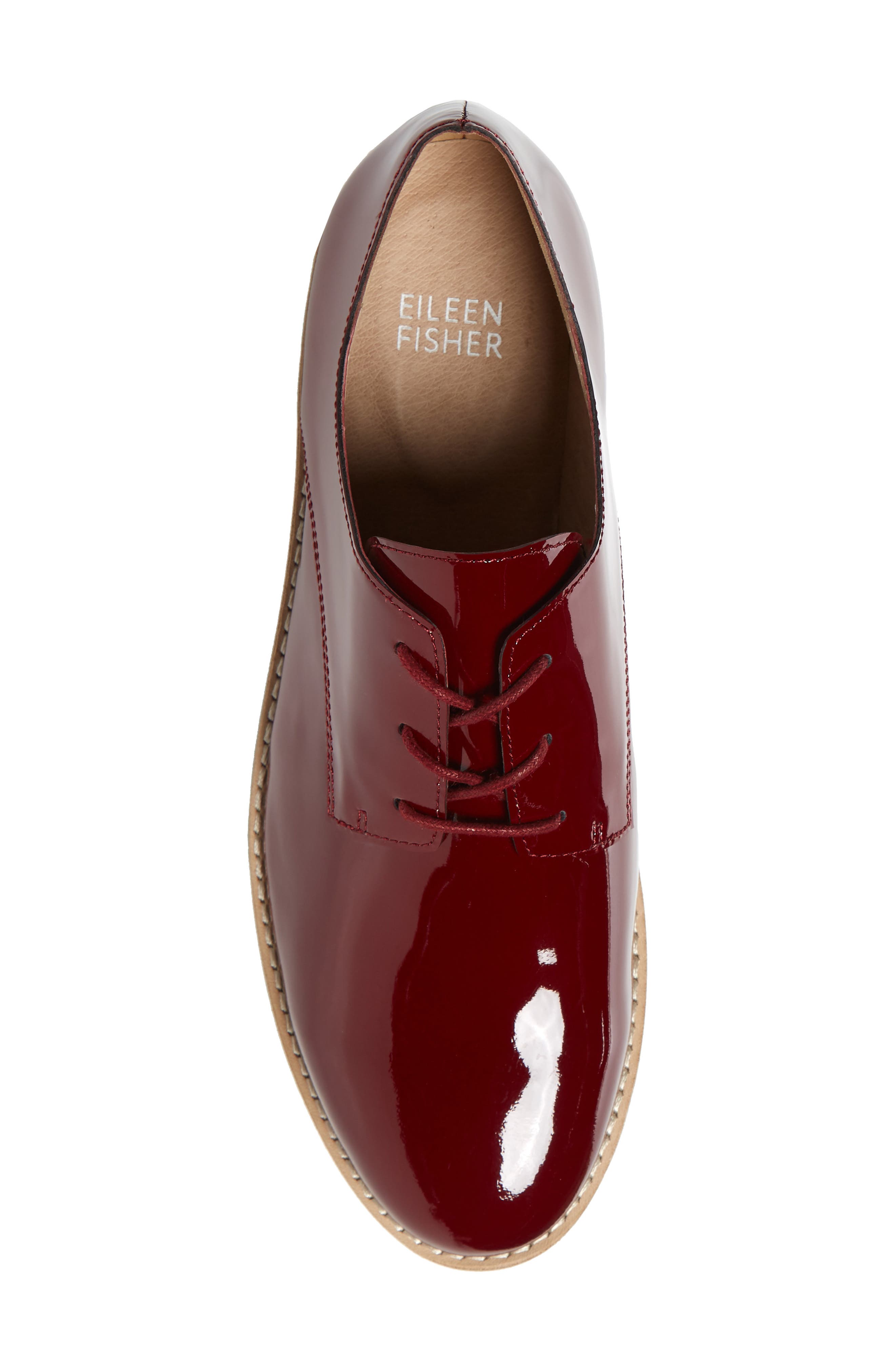 Eileen Fisher Eddy Derby, Alternate, color, Burgundy Patent Leather