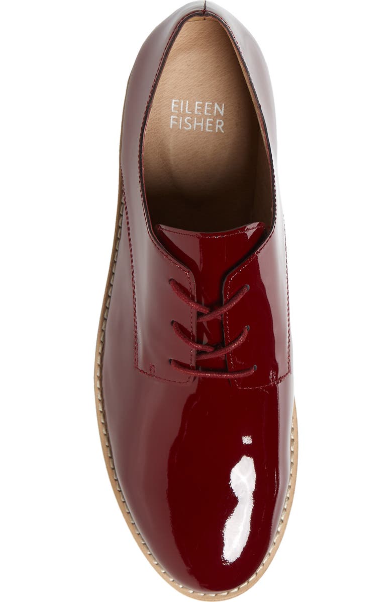 Eileen Fisher Eddy Derby, Alternate, color, Burgundy Patent Leather