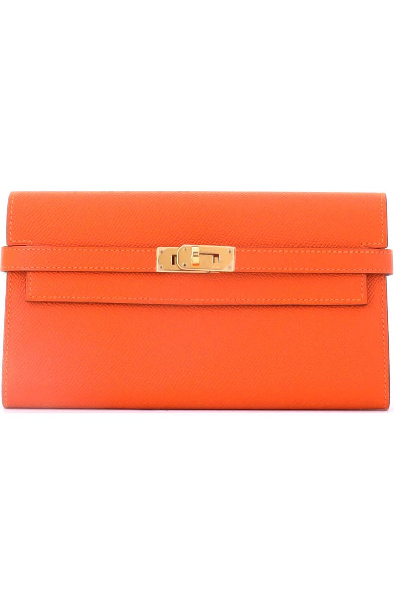 Pre-Owned Hermes Kelly Wallet Epsom Long, Main, color, Feu