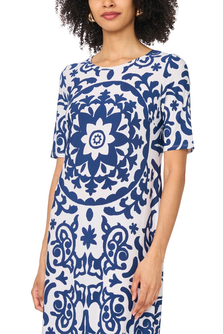 Print Crewneck Maxi Dress, Alternate, color, CLASSIC NAVY