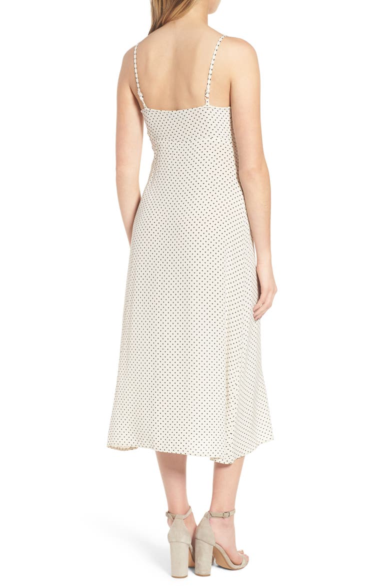 Tie Front Midi Dress, Alternate, color, IVORY DOT