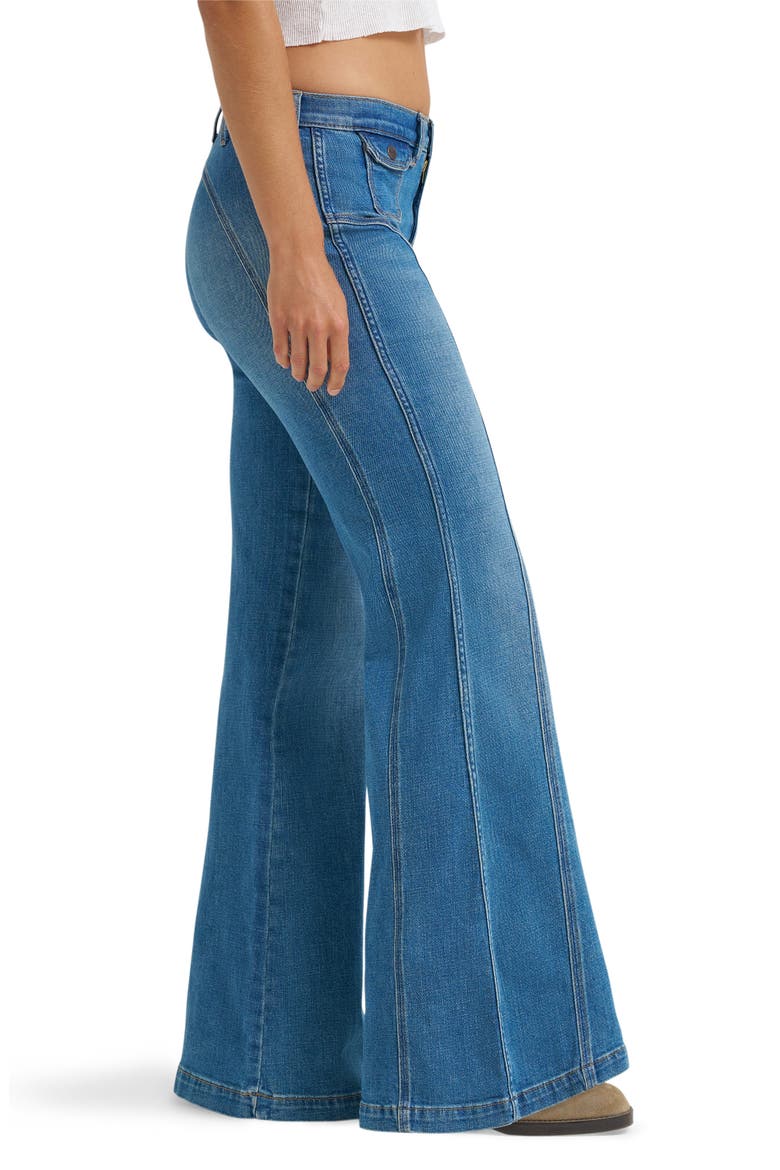Seamed Patch Pocket Flare Jeans, Alternate, color, HAZY HORIZON
