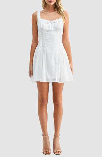 Lace Detail Cotton Eyelet Fit & Flare Minidress