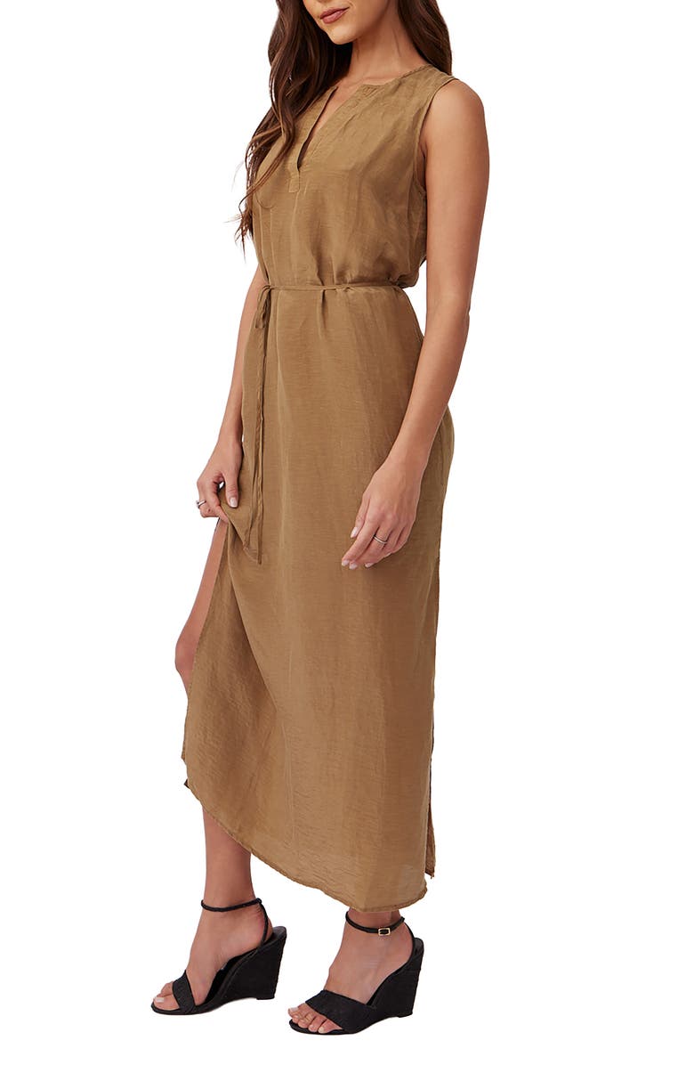 Bella Dahl Sleeveless Removable Tie Belt Linen Blend Maxi Dress, Alternate, color,