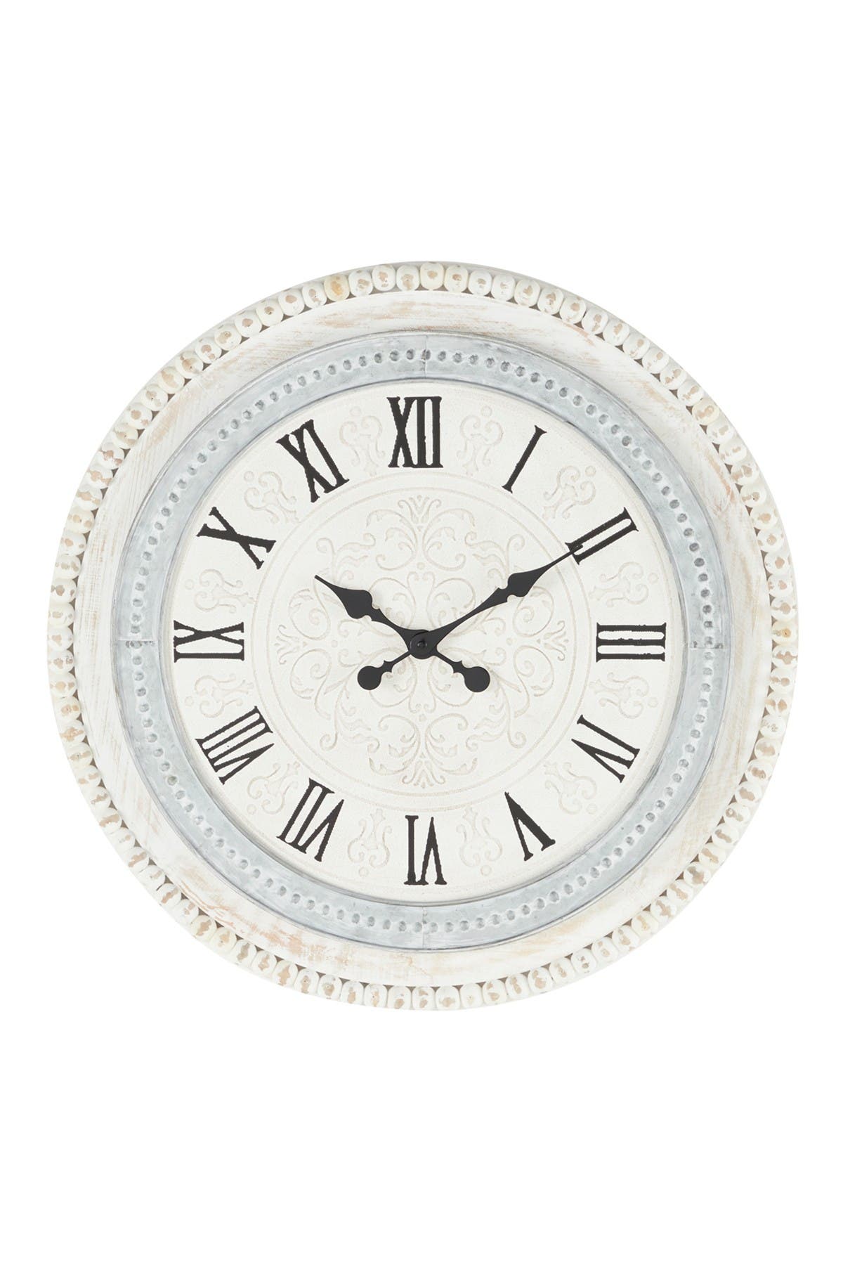 SONOMA SAGE HOME White Wood Carved Beading Wall Clock