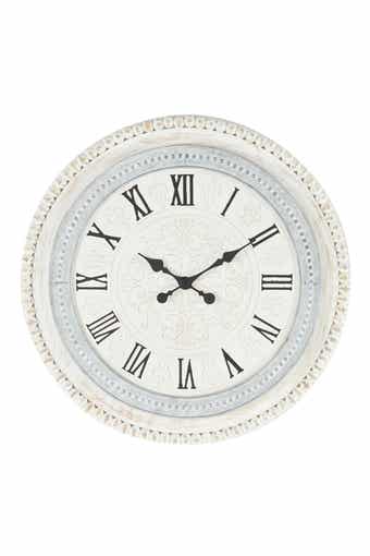 SONOMA SAGE HOME White Wood Carved Beading Wall Clock