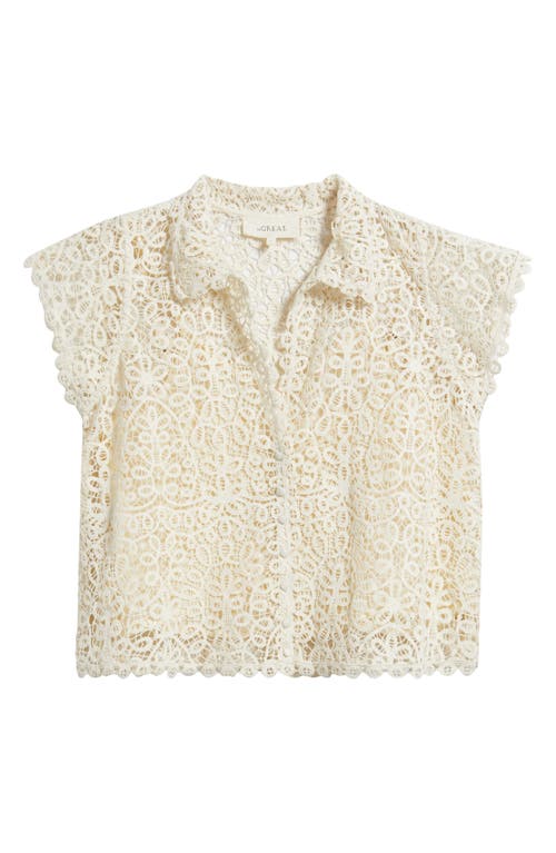 The Great . The Lattice Lace Button-up Shirt In Cream