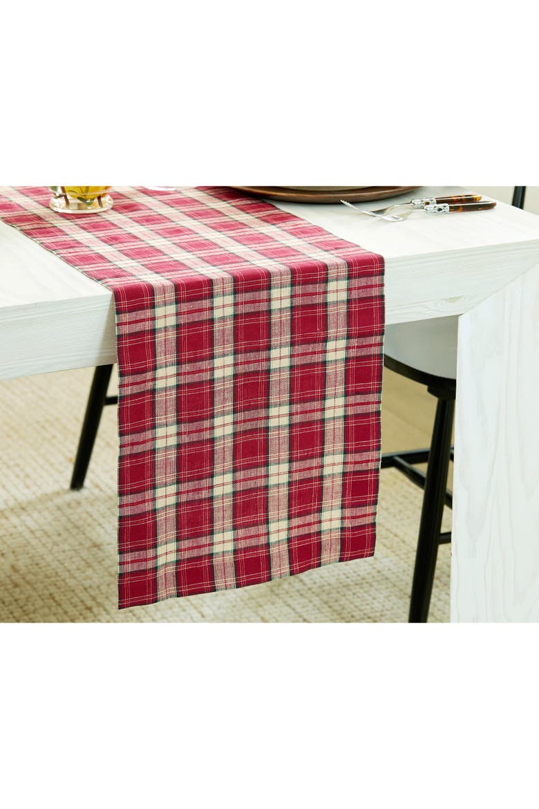Linen Table Runner - Burgundy Plaid, Alternate, color, Burgundy
