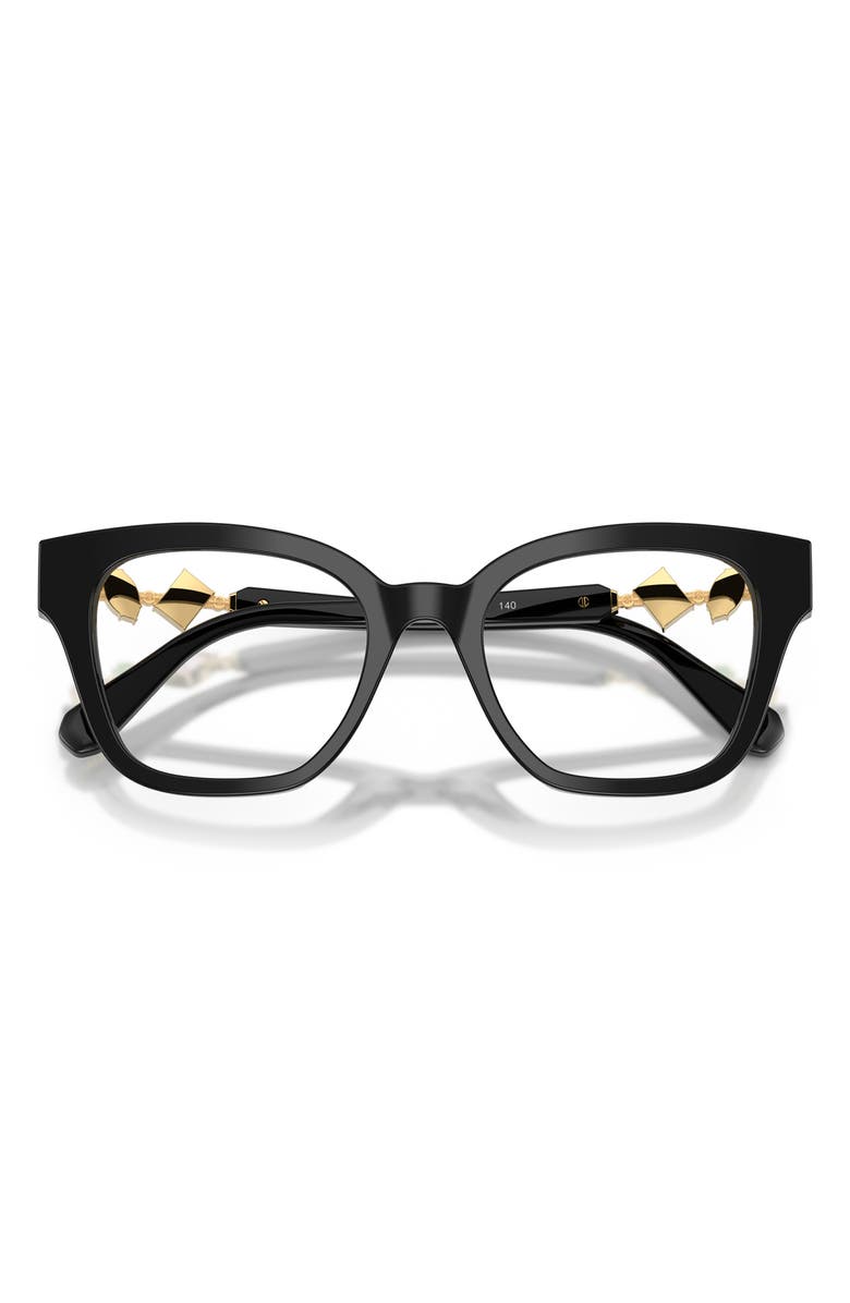 Swarovski 50mm Small Square Optical Glasses, Alternate, color, Black / Demo Lens