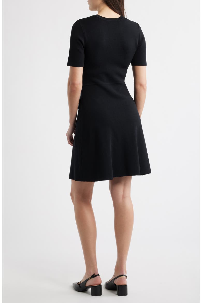Patch Pocket A-Line Sweater Dress, Alternate, color, BLACK