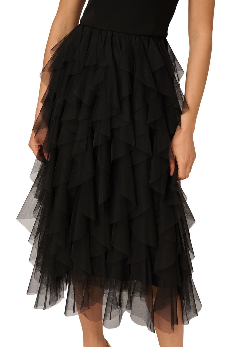 Adrianna Papell One-Shoulder Ruffle Cocktail Dress, Alternate, color, Black
