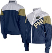 5TH AND OCEAN BY NEW ERA Women's 5th & Ocean by New Era Navy Philadelphia Union Leisure Cropped Full-Zip Windbreaker Jacket