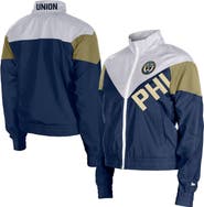 5TH AND OCEAN BY NEW ERA Women's 5th & Ocean by New Era Navy Philadelphia Union Leisure Cropped Full-Zip Windbreaker Jacket
