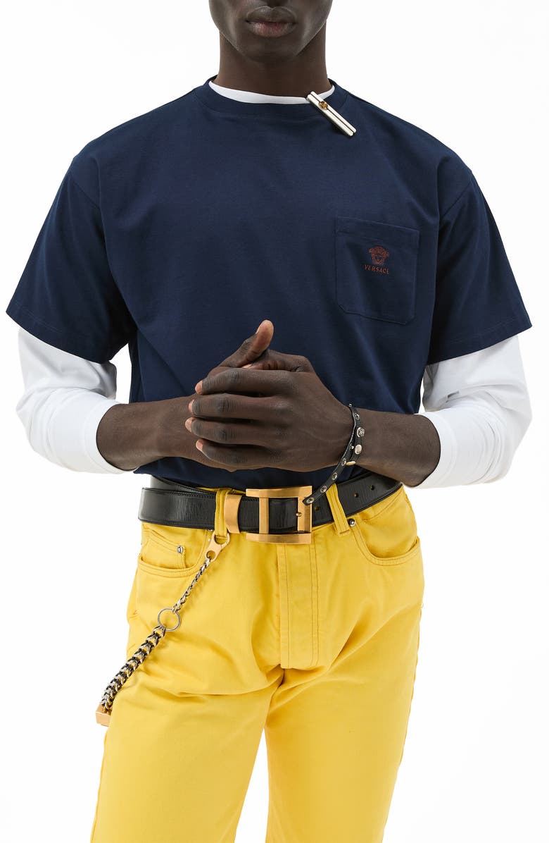 Versace First Line Cotton Jersey T-Shirt, Main, color, Navy Blue
