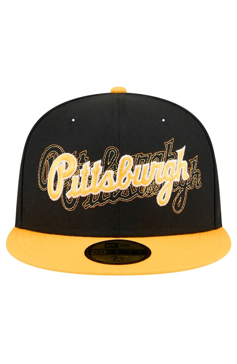 New Era Men's New Era Black Pittsburgh Pirates Shadow Stitch 59FIFTY Fitted Hat, Alternate, color, Black