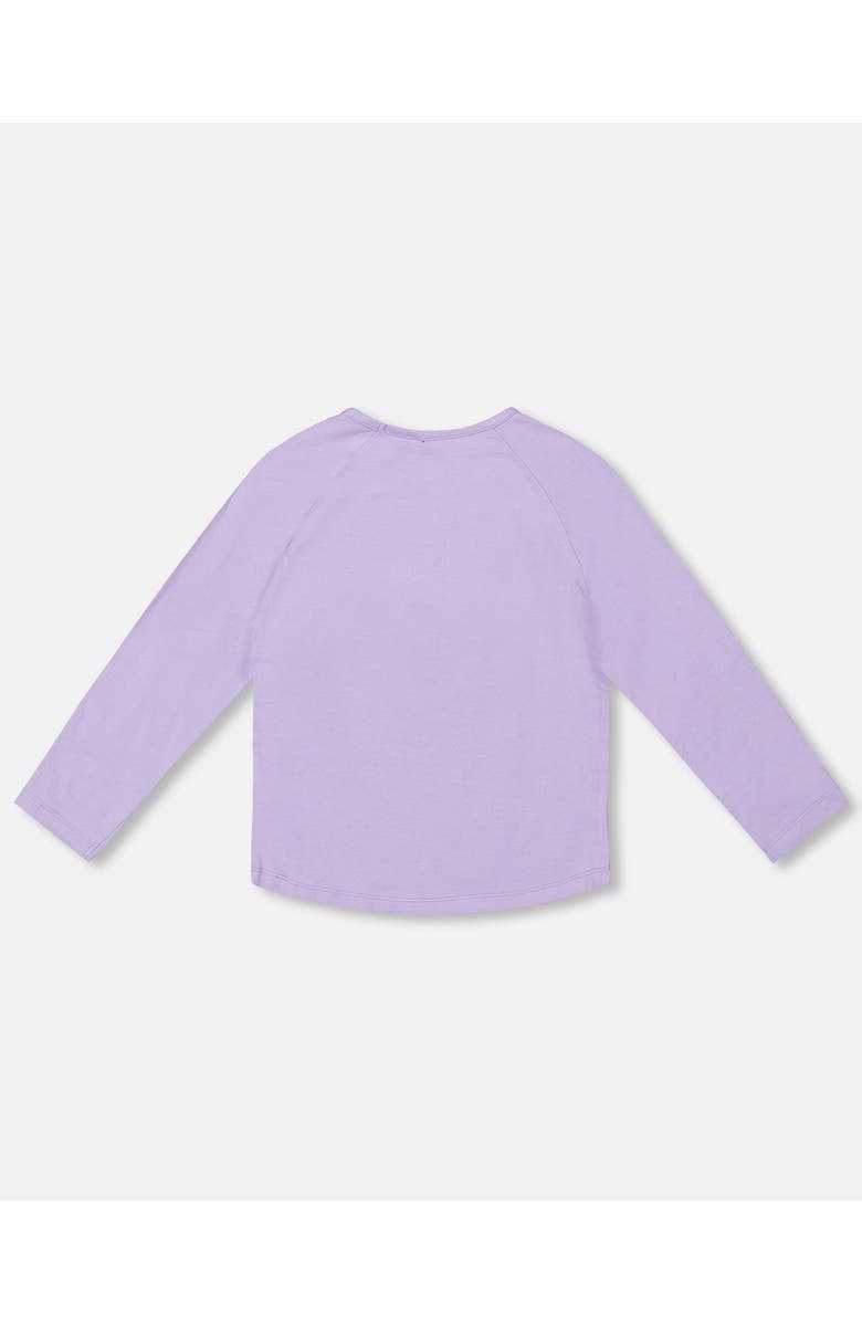 Deux par Deux Organic Cotton Long Sleeve T-Shirt with Sequin Unicorn, Alternate, color, Lavender
