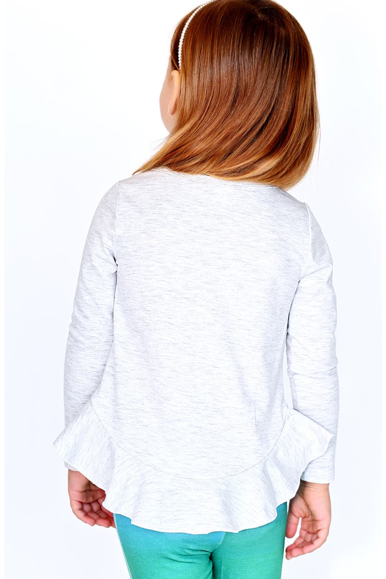 Kids' Lucky Me Embellished Graphic Peplum Top, Alternate, color, HEATHER GREY