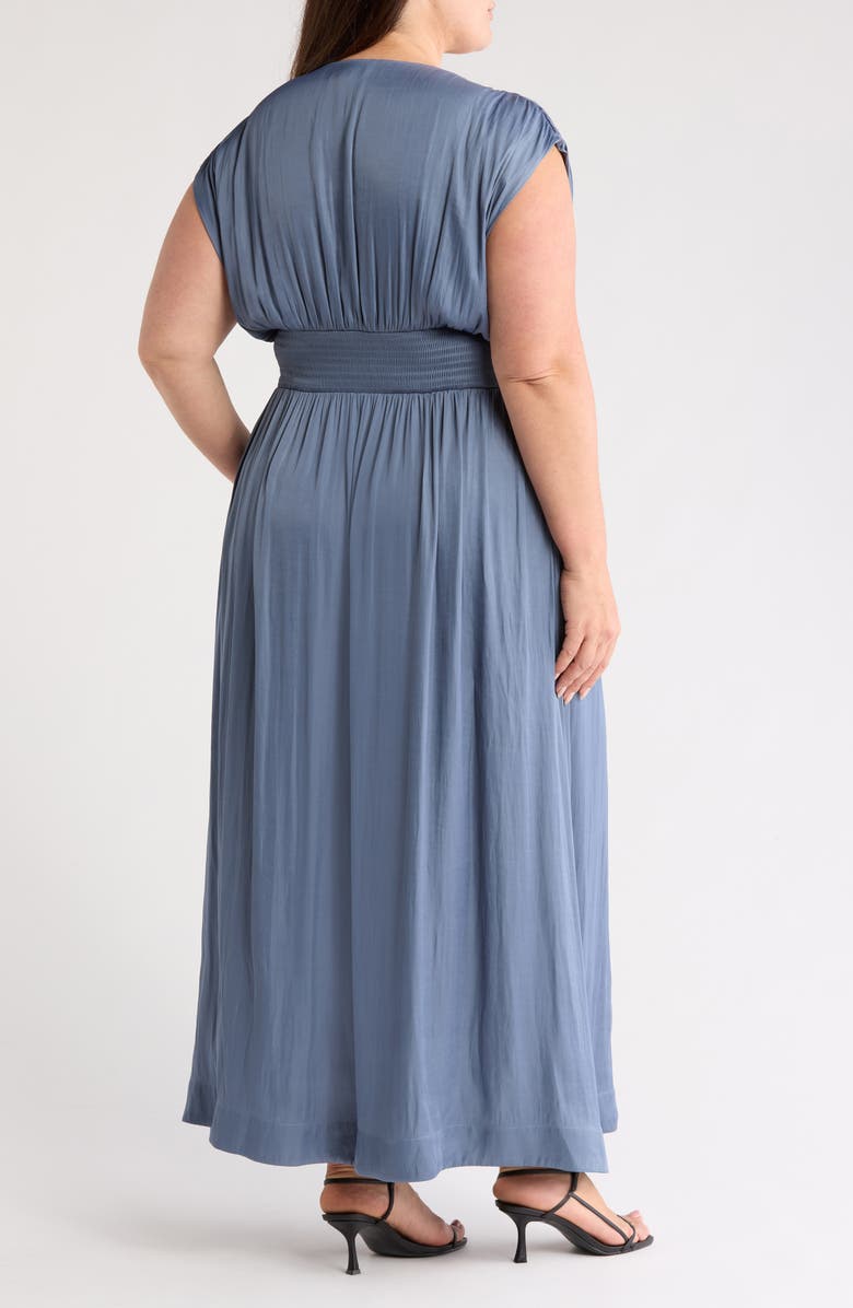 Nordstrom Smocked Satin Maxi Dress, Alternate, color, Blue Chip