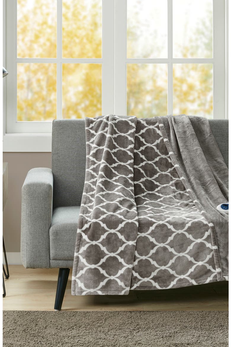 Heated Oversized Throw Blanket, Alternate, color, GREY