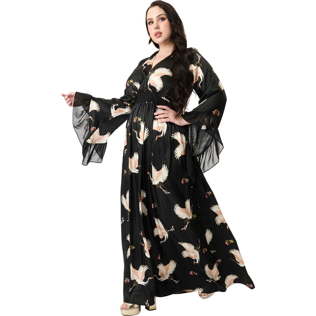 UNIQUE VINTAGE UNIQUE VINTAGE PLUS SIZE LONG SLEEVE EMPIRE WAIST MAXI DRESS
