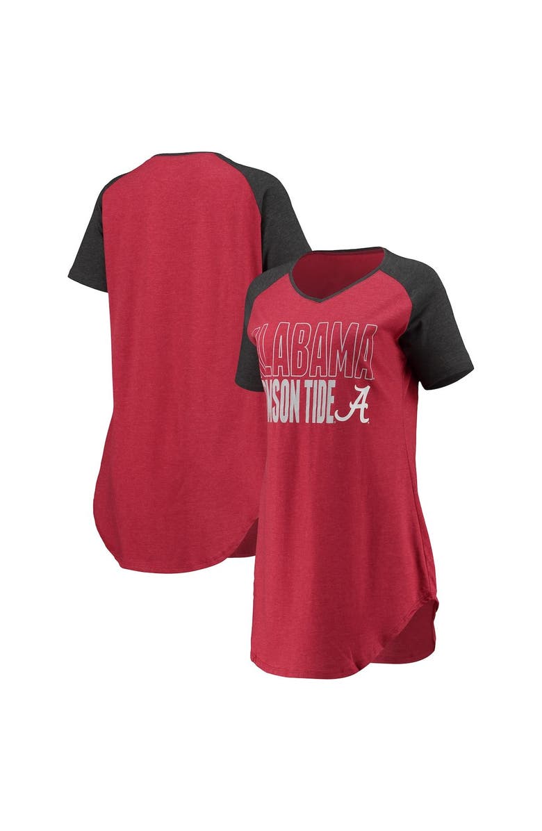 CONCEPTS SPORT Women's Concepts Sport Crimson/Charcoal Alabama Crimson Tide Raglan V-Neck Nightshirt, Main, color, 