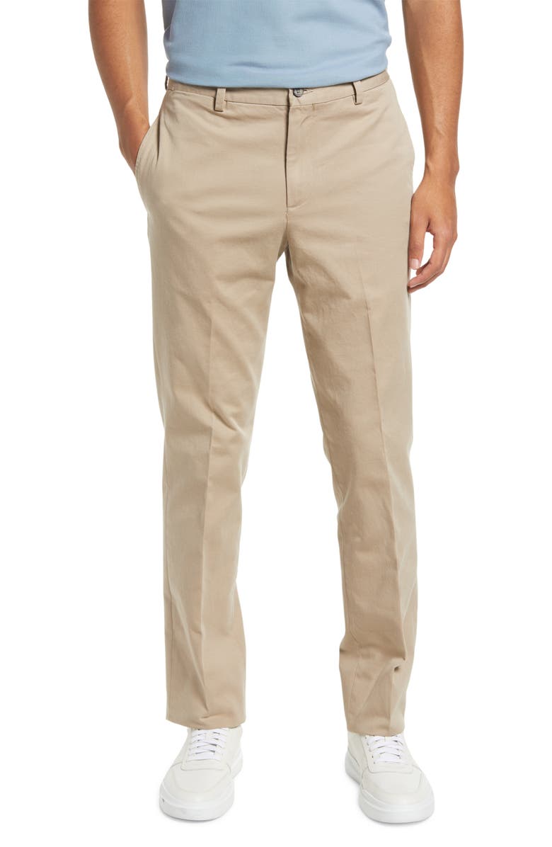 Berle Charleston Khakis Trim Fit Cotton Twill Chinos, Main, color, Khaki
