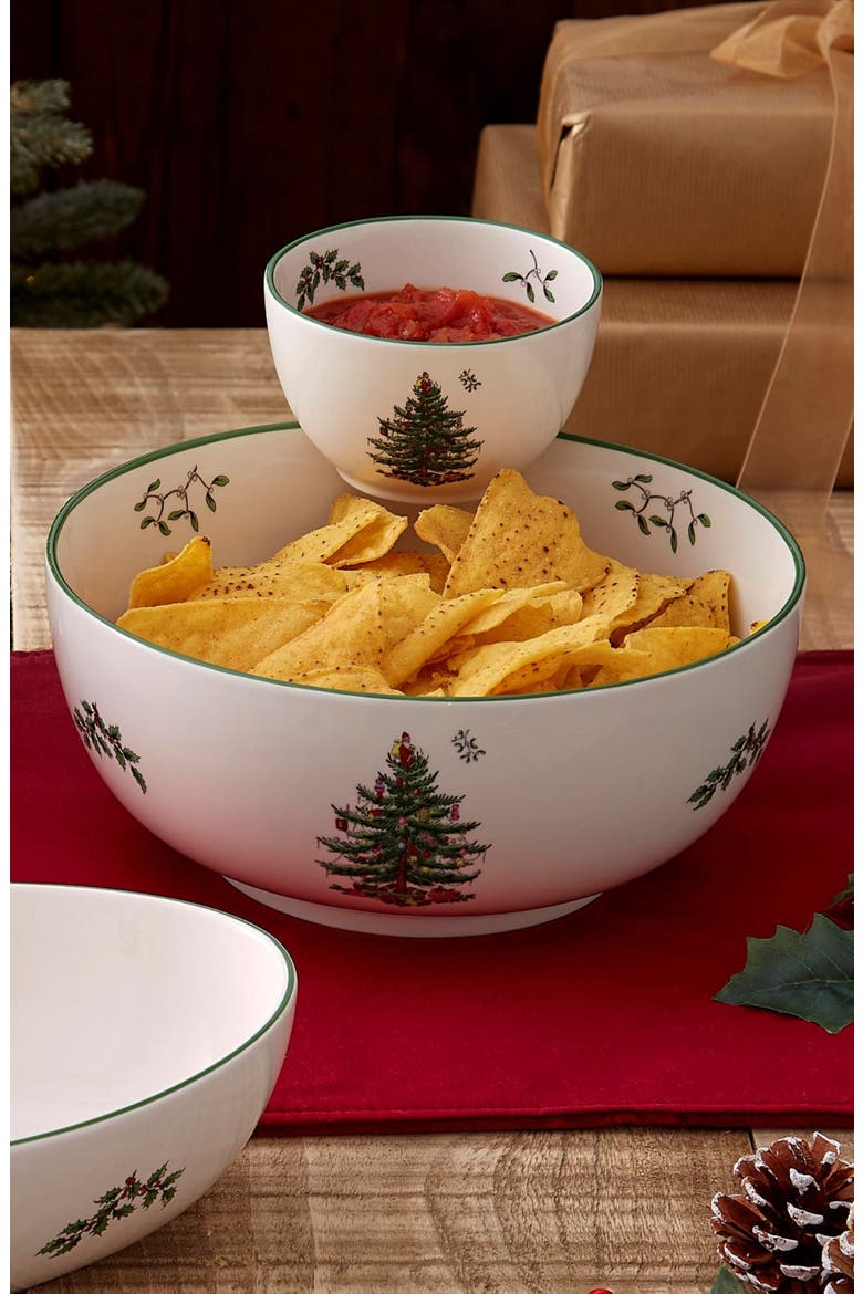 Christmas Tree Tiered Chip & Dip Set, Alternate, color, GREEN