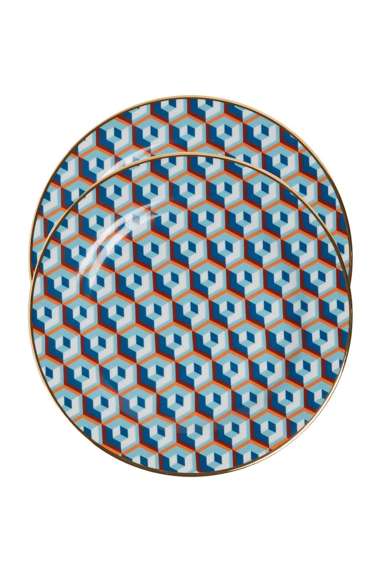 Dessert Plates Set Of 2 Cubi Blue, Main, color, Cubi Blue
