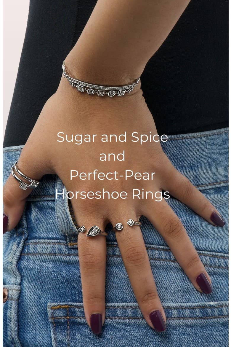 Perfect-Pear Horseshoe Ring, Alternate, color, Silver