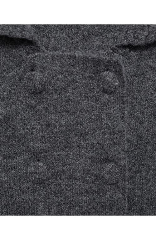 Mango Double Breasted Crop Knit Jacket In Grey